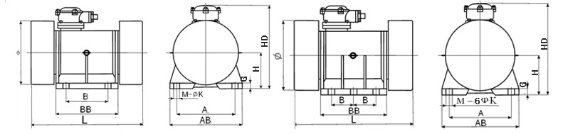BZD防爆振動(dòng)電機(jī)外形結(jié)構(gòu) BZD防爆振動(dòng)電機(jī)外形結(jié)構(gòu)